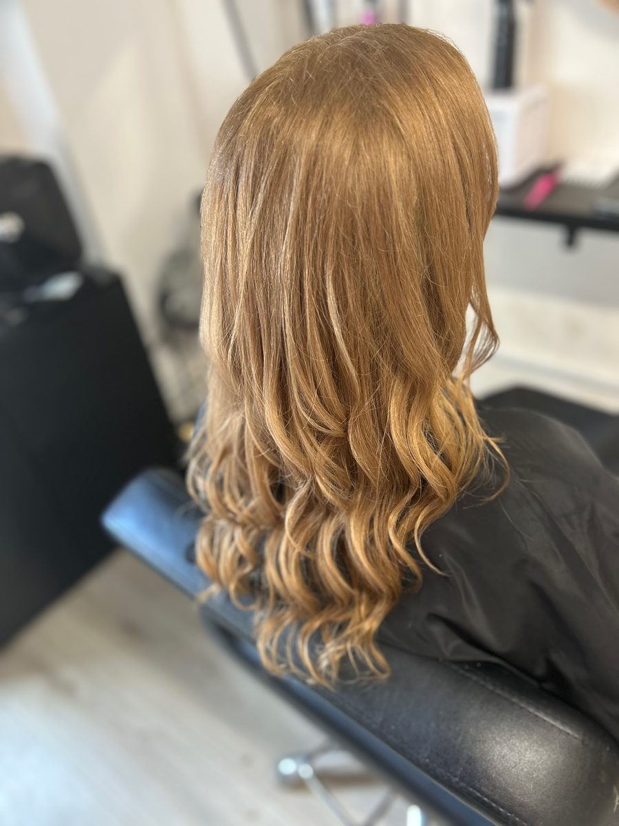 Golden caramel blonde full head colour by Claire