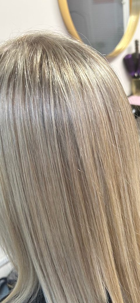 Blonde highlights close-up
